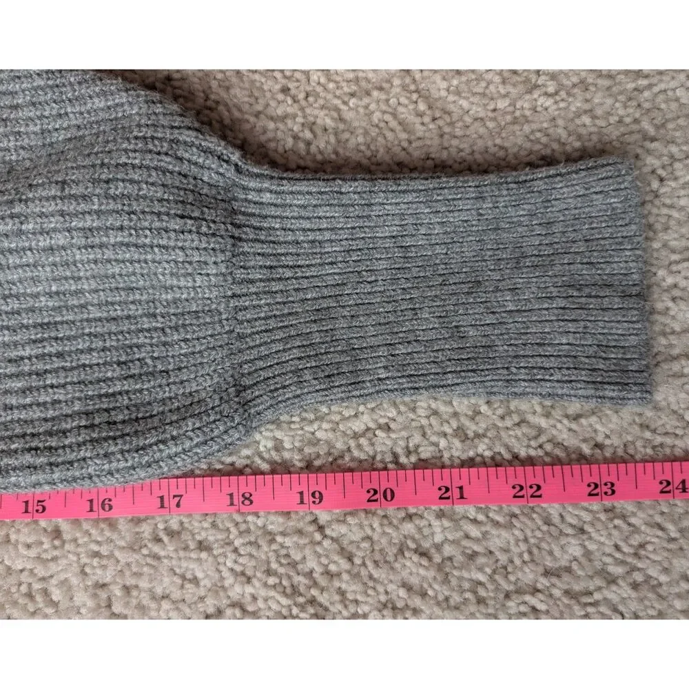 Ann Taylor LOFT Gray Soft Knitted Cropped Fair Isle Polo Sweater Sz M